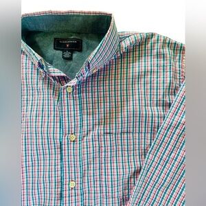 Saddlebred Long Sleeve Button Down Shirt - Mens Size Medium - Blue Pink Plaid